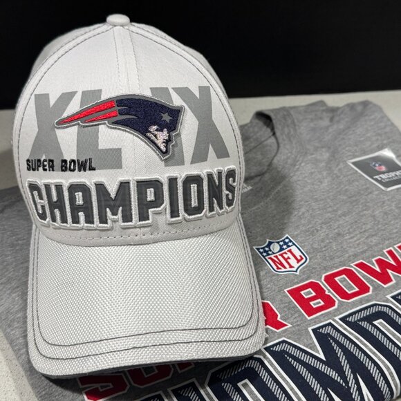 NFL NEW ENGLAND PATRIOTS SUPER BOWL XLIX (49) 2014 LONG SLEEVE TEE SHIRT & HAT - Picture 3 of 7